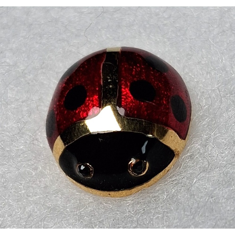 Vintage Carolee Signed Red Enamel Ladybug Pin Lapel Pin Gold Tone Scatter Pin - Picture 2 of 9